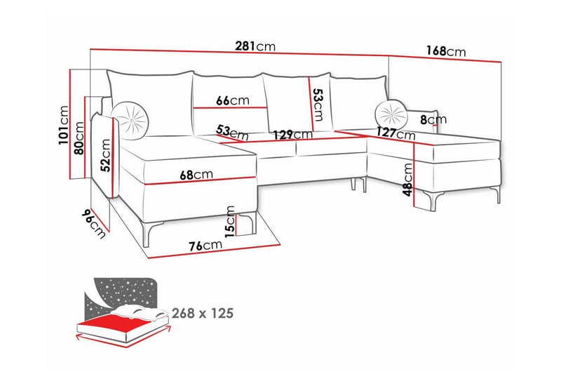 4-sits Hörnbäddsoffa Knocklong - Cream - Möbler - Soffa - Bäddsoffa - Hörnbäddsoffa