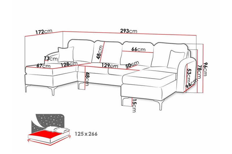 4-sits Hörnbäddsoffa Knocklong - Hörnbäddsoffa