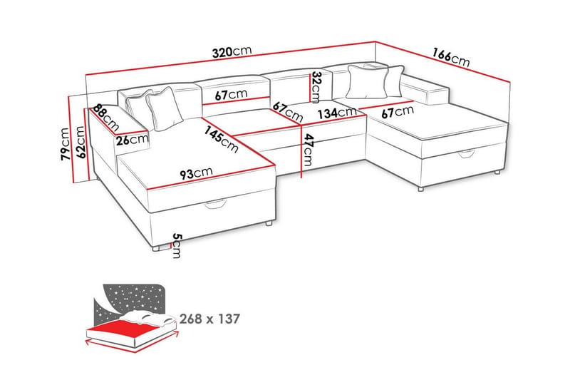 4-sits Hörnbäddsoffa Knocklong - Möbler - Soffa - Bäddsoffa - Hörnbäddsoffa