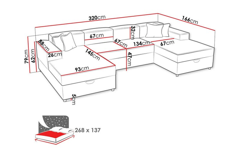 4-sits Hörnbäddsoffa Knocklong - Hörnbäddsoffa