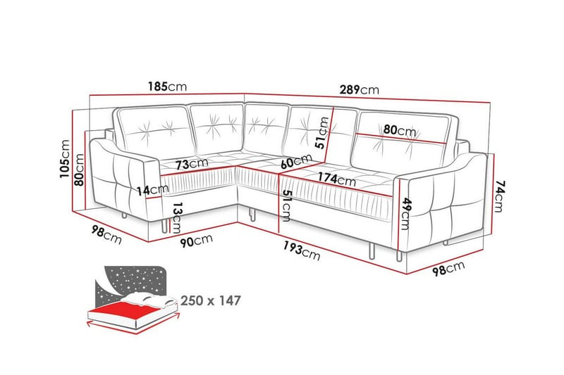 4-sits Hörnbäddsoffa Tregaron - Hörnbäddsoffa