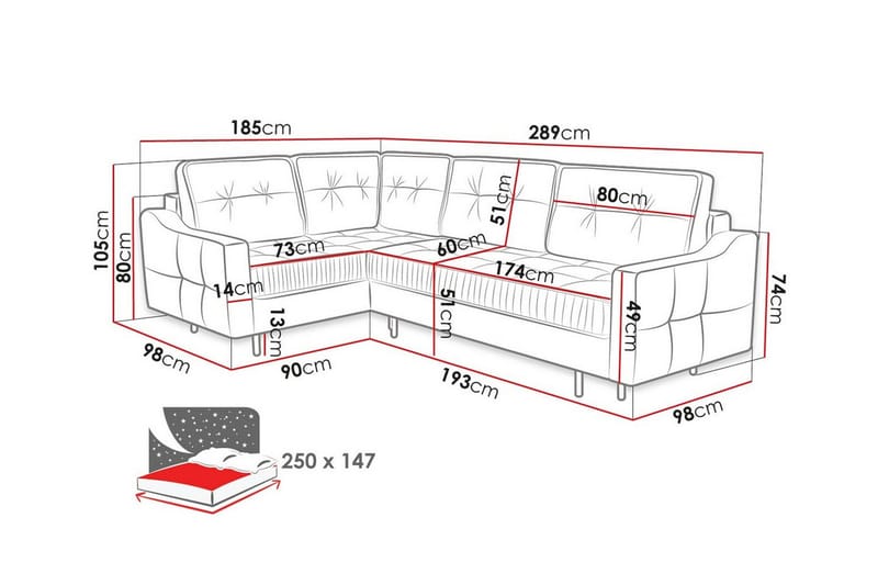 4-sits Hörnbäddsoffa Tregaron - Hörnbäddsoffa