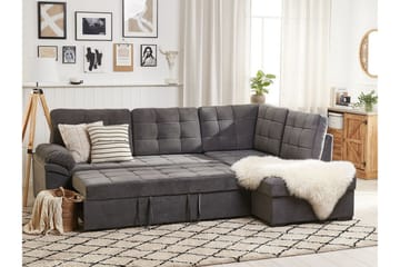 4-sits Hörnbäddsoffa Valdshult Vänster - Sammet/Grå - Möbler - Soffa - Bäddsoffa - Hörnbäddsoffa