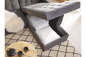4-sits Hörnbäddsoffa Valdshult Vänster - Sammet/Grå - Möbler - Soffa - Bäddsoffa - Hörnbäddsoffa