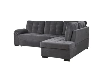 4-sits Hörnbäddsoffa Valdshult Vänster - Sammet/Grå - Möbler - Soffa - Bäddsoffa - Hörnbäddsoffa