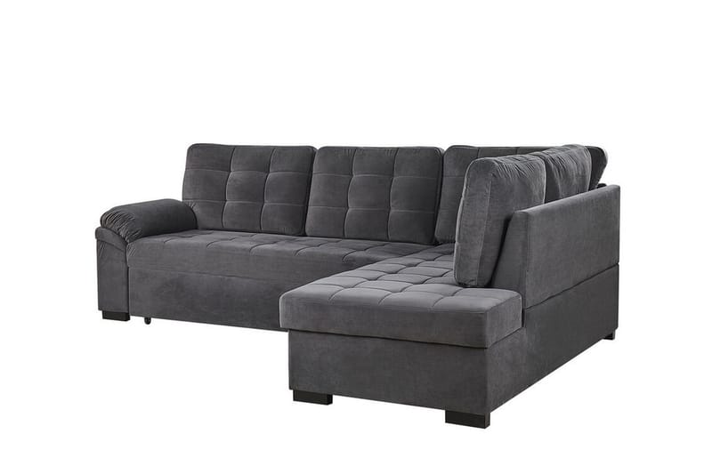 4-sits Hörnbäddsoffa Valdshult Vänster - Sammet/Grå - Möbler - Soffa - Bäddsoffa - Hörnbäddsoffa