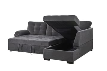 4-sits Hörnbäddsoffa Valdshult Vänster - Sammet/Grå - Möbler - Soffa - Bäddsoffa - Hörnbäddsoffa