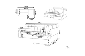 4-sits Hörnbäddsoffa Valdshult Vänster - Sammet/Grå - Möbler - Soffa - Bäddsoffa - Hörnbäddsoffa