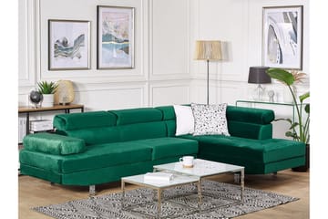 5-sits Hörnbäddsoffa Dagsvad Vänster - Sammet/Grön - Möbler - Soffa - Bäddsoffa - Hörnbäddsoffa