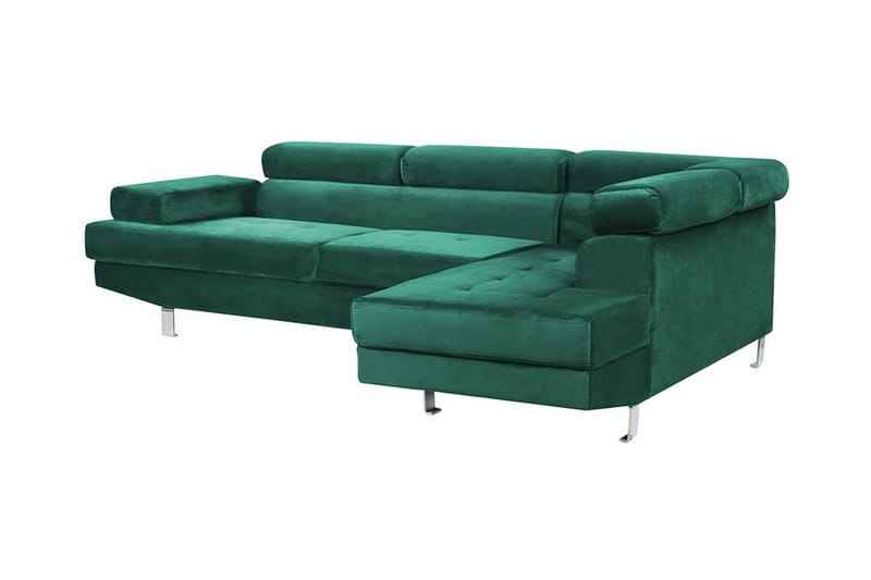 5-sits Hörnbäddsoffa Dagsvad Vänster - Sammet/Grön - Möbler - Soffa - Bäddsoffa - Hörnbäddsoffa
