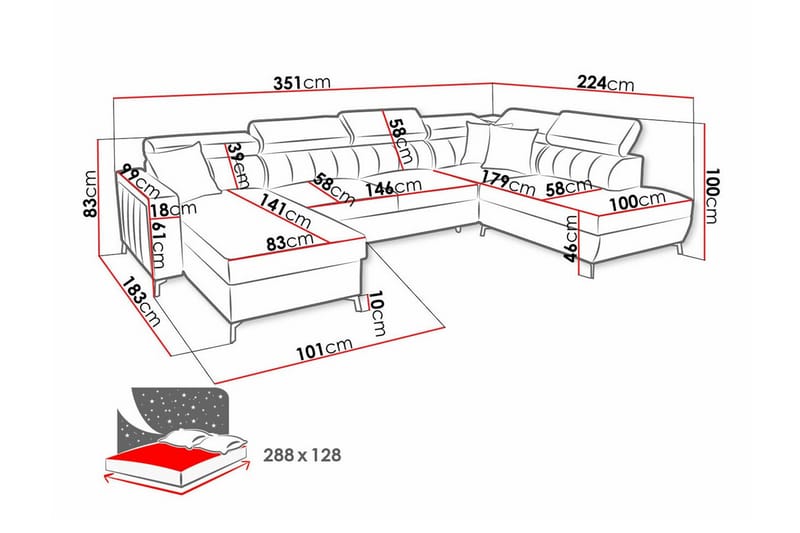 5-sits Hörnbäddsoffa Galbally - Möbler - Soffa - Bäddsoffa - Bäddsoffa divan