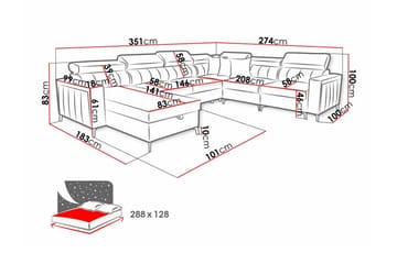 5-sits Hörnbäddsoffa Galbally - Möbler - Soffa - Bäddsoffa - Hörnbäddsoffa