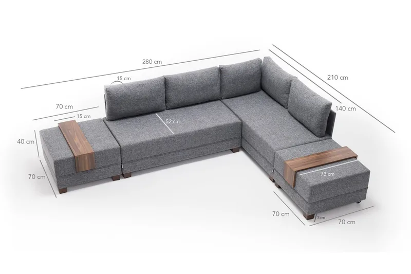 Algeria Hörnbäddsoffa Höger - Grå - Möbler - Soffa - Bäddsoffa - Hörnbäddsoffa