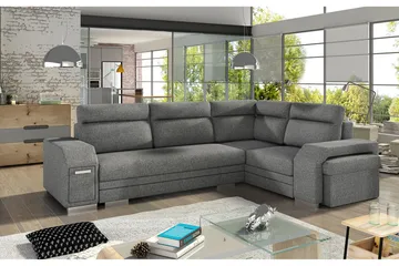 Alvares Hörnbäddsoffa - Grå - Möbler - Soffa - Bäddsoffa - Hörnbäddsoffa