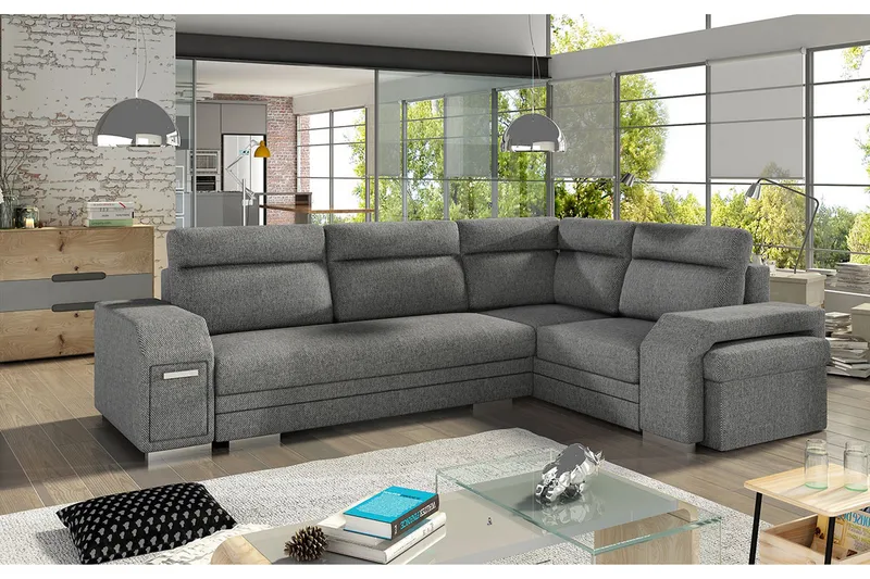 Alvares Hörnbäddsoffa - Grå - Möbler - Soffa - Bäddsoffa - Hörnbäddsoffa