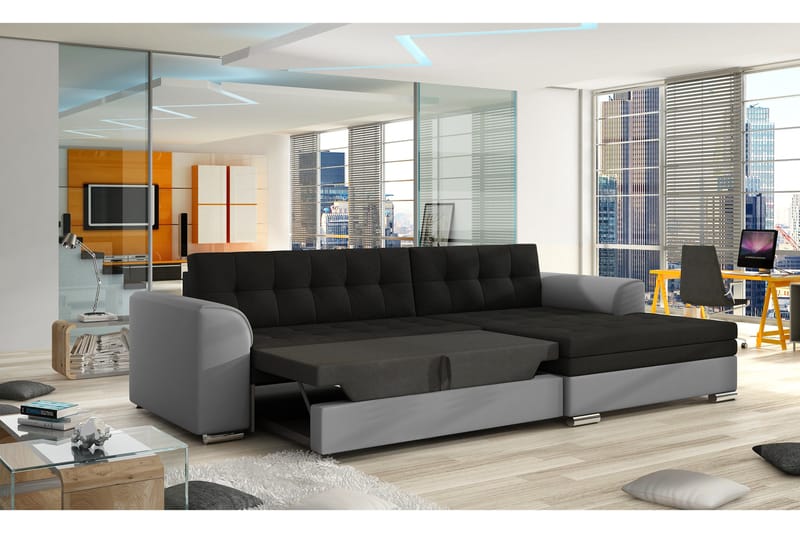 Amerikana Hörnbäddsoffa med Divan - Grå - Möbler - Soffa - Bäddsoffa - Bäddsoffa divan