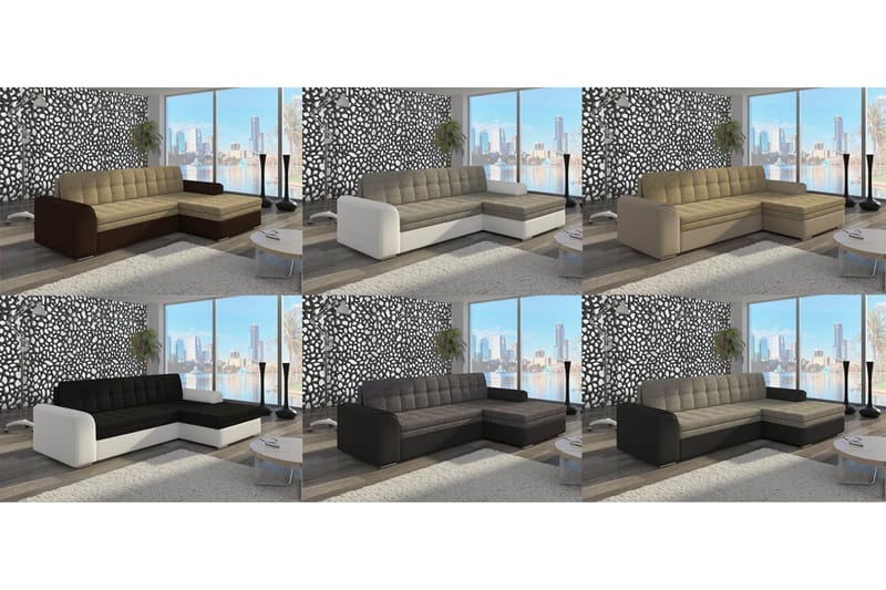 Amerikana Hörnbäddsoffa med Divan - Grå/Vit - Möbler - Soffa - Bäddsoffa - Hörnbäddsoffa