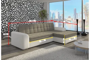 Amerikana Hörnbäddsoffa med Divan - Grå/Vit - Möbler - Soffa - Bäddsoffa - Hörnbäddsoffa