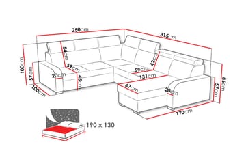 Bäddhörnsoffa Dung Large - Grå - Möbler - Soffa - Bäddsoffa - Hörnbäddsoffa