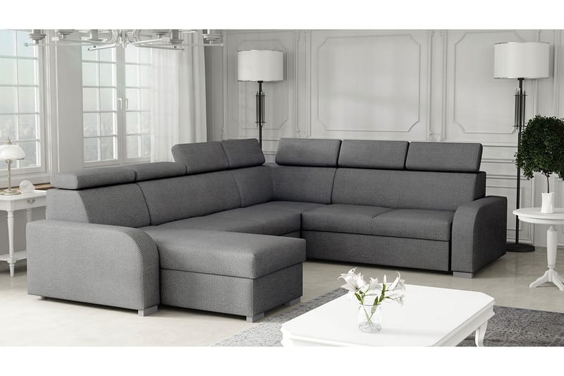 Bäddhörnsoffa Dung Large - Grå - Möbler - Soffa - Bäddsoffa - Hörnbäddsoffa