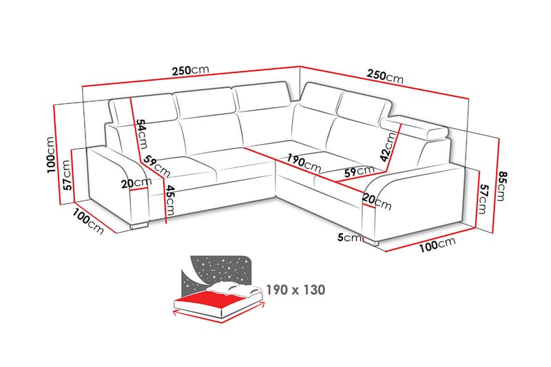 Bäddhörnsoffa Dung Vändbar - Brun - Möbler - Soffa - Bäddsoffa - Hörnbäddsoffa
