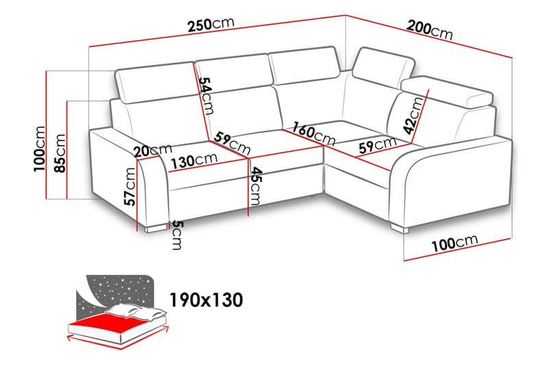 Bäddhörnsoffa Dung Vändbar - Grå - Möbler - Soffa - Bäddsoffa - Hörnbäddsoffa