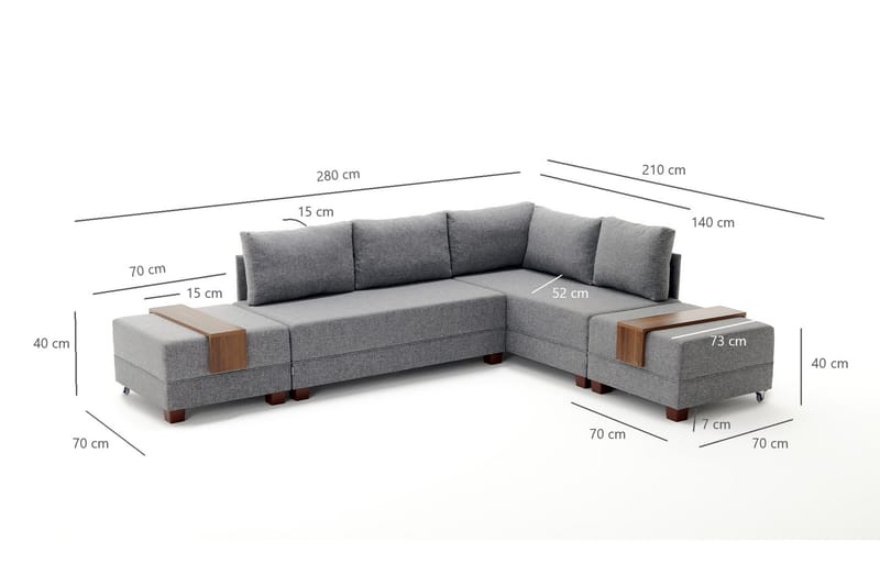 Bäddsoffa Bulgaria - Grå - Möbler - Soffa - Bäddsoffa - Hörnbäddsoffa