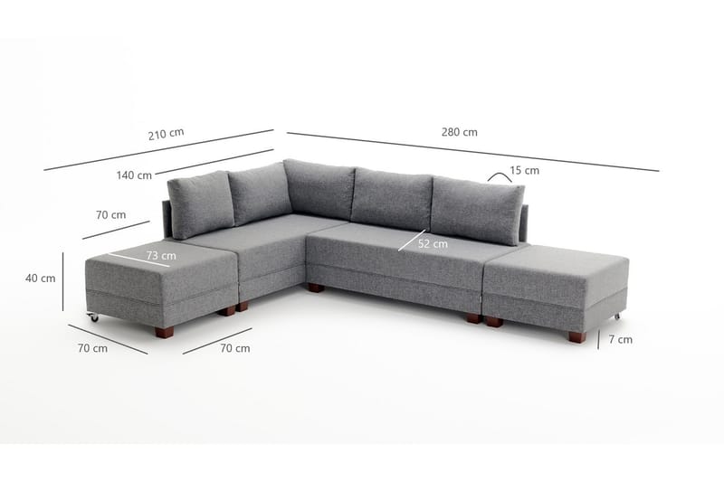 Bäddsoffa Bulgaria - Grå - Möbler - Soffa - Bäddsoffa - Hörnbäddsoffa