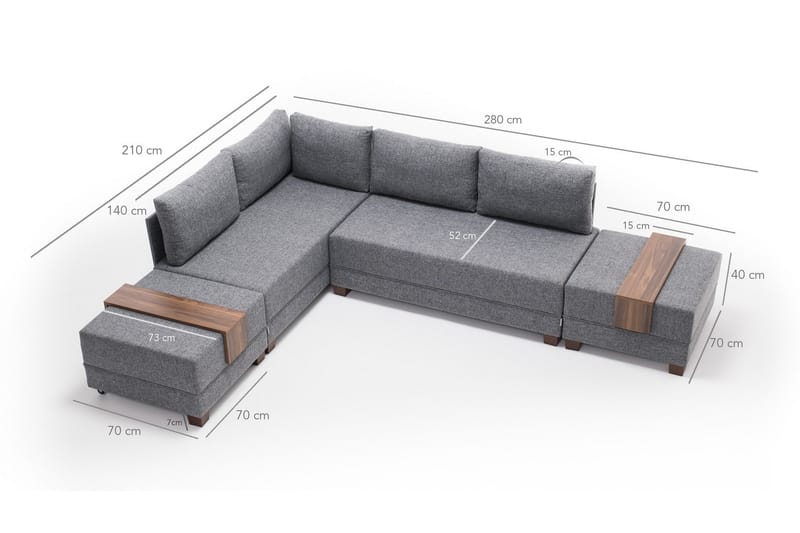 Bäddsoffa Bulgaria - Grå - Möbler - Soffa - Bäddsoffa - Hörnbäddsoffa