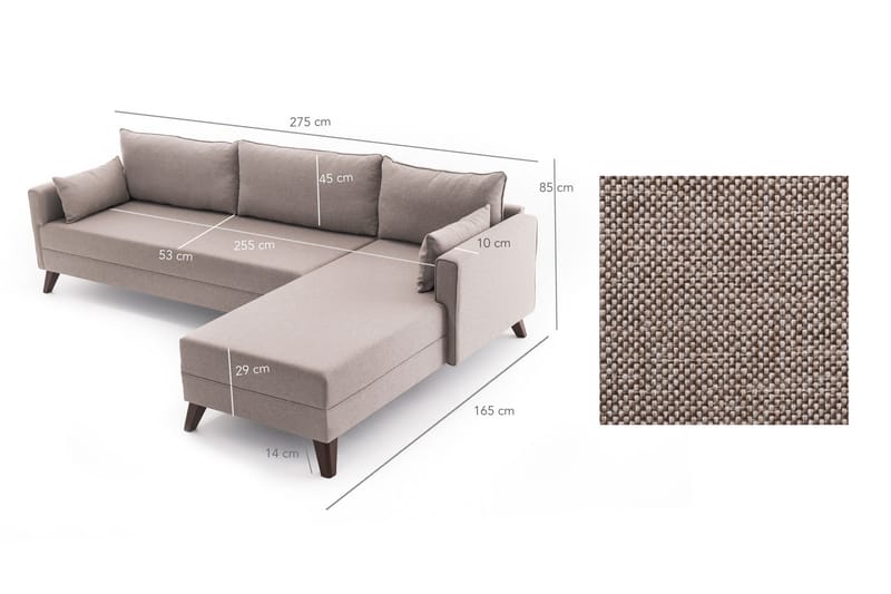 Bäddsoffa Burundi - Beige - Möbler - Soffa - Bäddsoffa - Hörnbäddsoffa