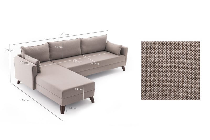 Bäddsoffa Burundi - Beige - Möbler - Soffa - Bäddsoffa - Hörnbäddsoffa