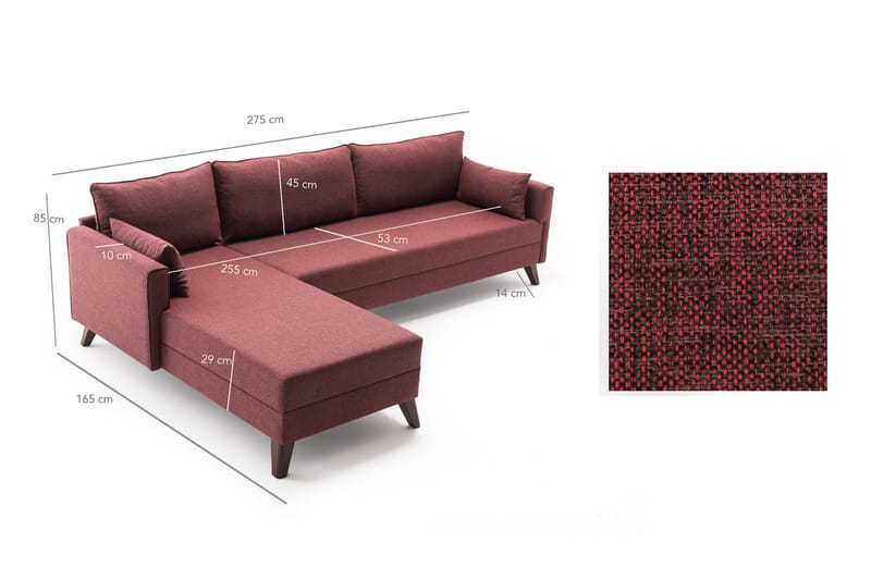 Bäddsoffa Burundi - Röd - Möbler - Soffa - Bäddsoffa - Hörnbäddsoffa