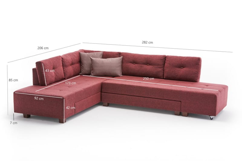 Bäddsoffa Cyprus - Röd - Möbler - Soffa - Bäddsoffa - Hörnbäddsoffa