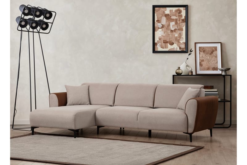 Bäddsoffa med divan Demeden - Beige - Möbler - Soffa - Bäddsoffa - Hörnbäddsoffa