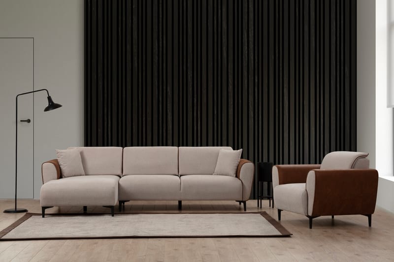 Bäddsoffa med divan Demeden - Beige - Möbler - Soffa - Bäddsoffa - Hörnbäddsoffa