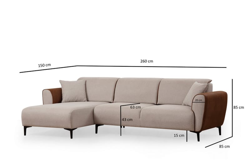 Bäddsoffa med divan Demeden - Beige - Möbler - Soffa - Bäddsoffa - Hörnbäddsoffa