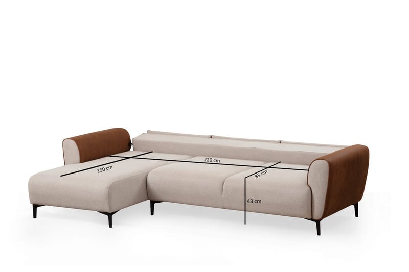 Bäddsoffa med divan Demeden - Beige - Möbler - Soffa - Bäddsoffa - Hörnbäddsoffa