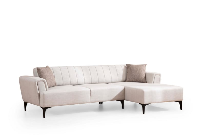 Bäddsoffa med divan Hamlets - Beige - Skinnsoffa - Hörnbäddsoffa - Sammetssoffa