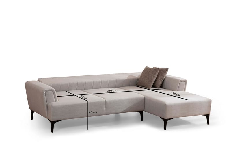 Bäddsoffa med divan Hamlets - Beige - Hörnbäddsoffa