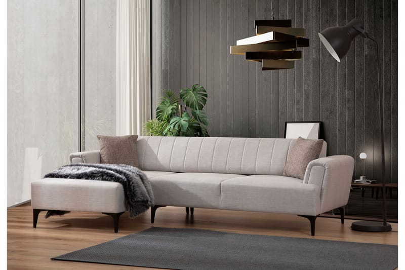 Bäddsoffa med divan Hamlets - Beige - Hörnbäddsoffa