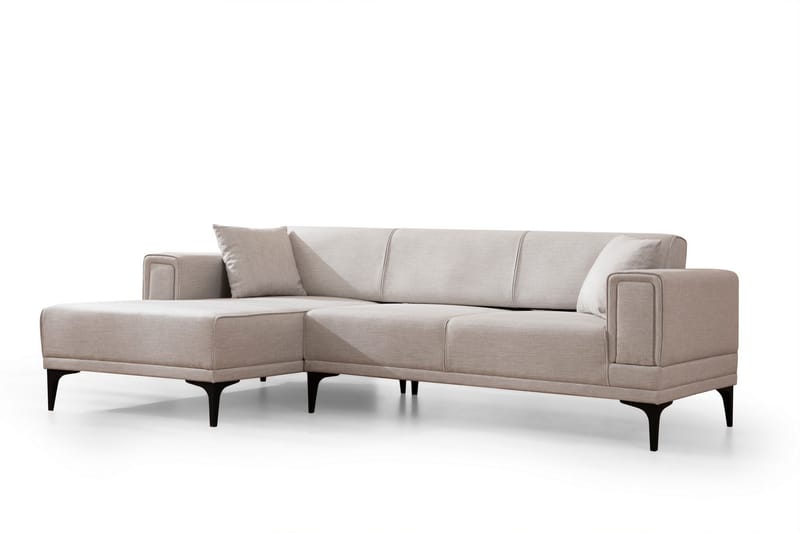 Bäddsoffa med divan Naoko - Beige - Hörnbäddsoffa