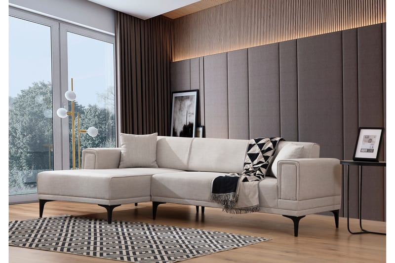 Bäddsoffa med divan Naoko - Beige - Möbler - Soffa - Bäddsoffa - Hörnbäddsoffa