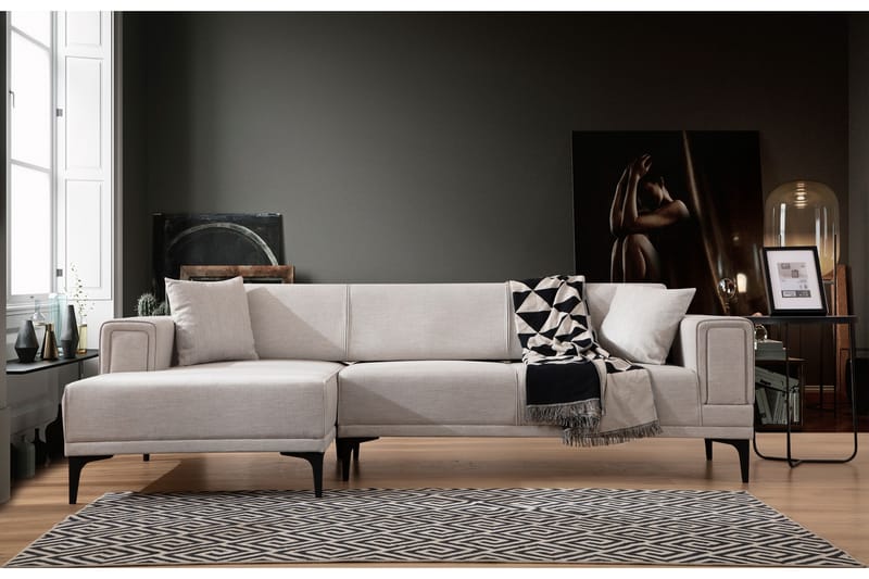 Bäddsoffa med divan Naoko - Beige - Möbler - Soffa - Bäddsoffa - Hörnbäddsoffa