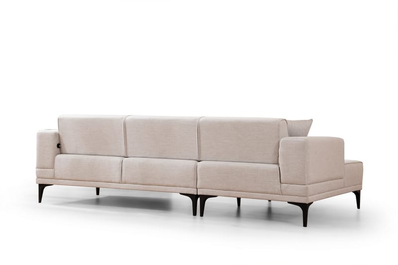 Bäddsoffa med divan Naoko - Beige - Hörnbäddsoffa