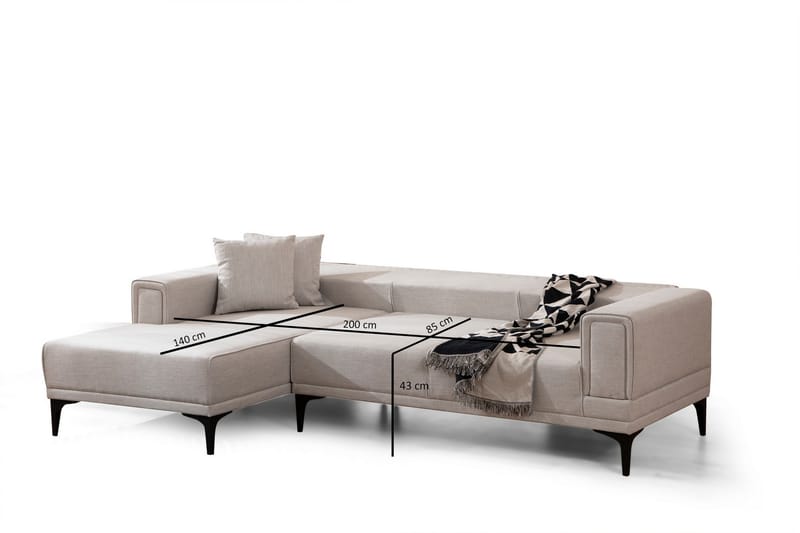 Bäddsoffa med divan Naoko - Beige - Möbler - Soffa - Bäddsoffa - Hörnbäddsoffa