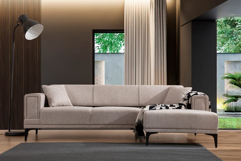 Bäddsoffa med divan Naoko - Ljusbrun - Möbler - Soffa - Bäddsoffa - Hörnbäddsoffa