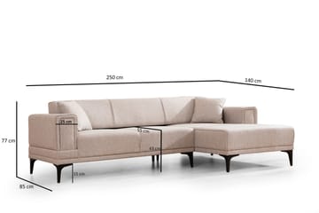 Bäddsoffa med divan Naoko - Ljusbrun - Möbler - Soffa - Bäddsoffa - Hörnbäddsoffa