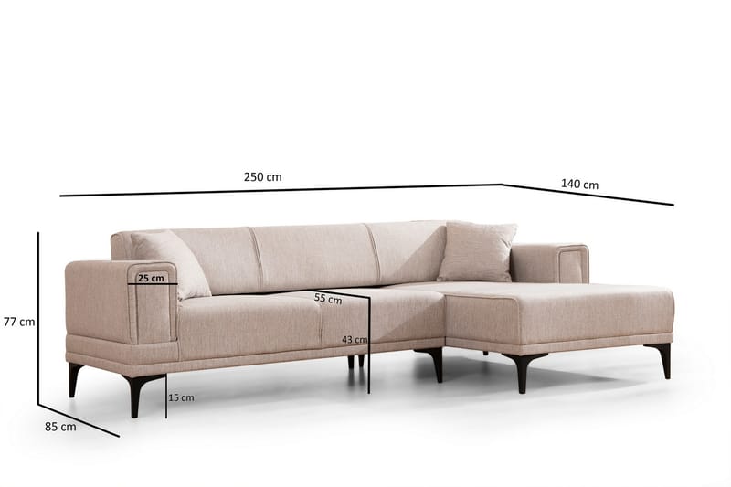 Bäddsoffa med divan Naoko - Ljusbrun - Möbler - Soffa - Bäddsoffa - Hörnbäddsoffa