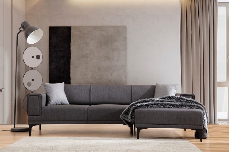 Bäddsoffa med divan Naoko - Mörkgrå - Möbler - Soffa - Bäddsoffa - Hörnbäddsoffa
