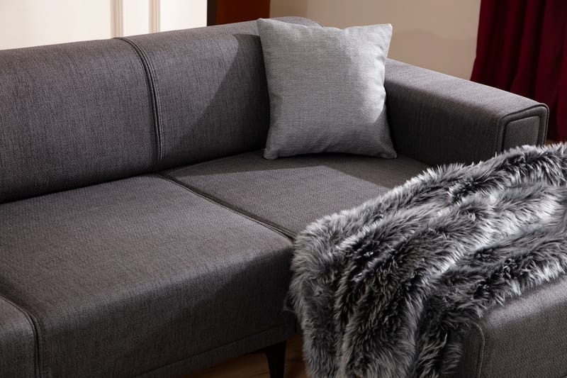 Bäddsoffa med divan Naoko - Mörkgrå - Möbler - Soffa - Bäddsoffa - Hörnbäddsoffa
